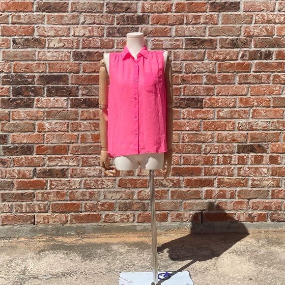 American Eagle pink button down sleeveless sheer top / S / Excellent condition - Picture 9 of 14
